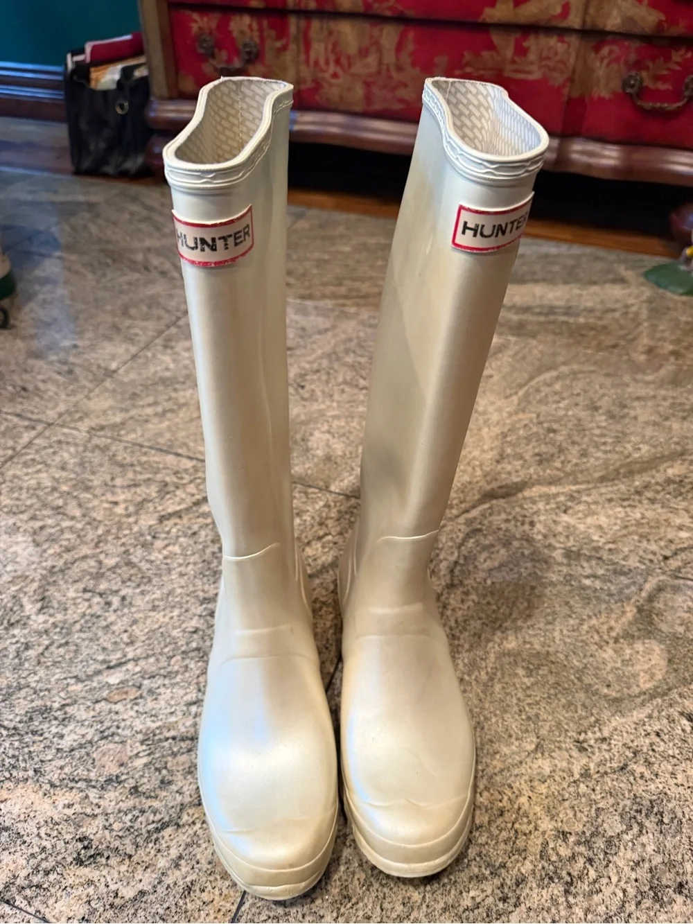 Hunter Cream Tall Rubber Rain Boots